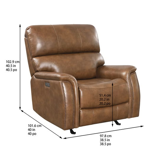BarcaLounger Presley Leather Power Rocker Recliner – Brown