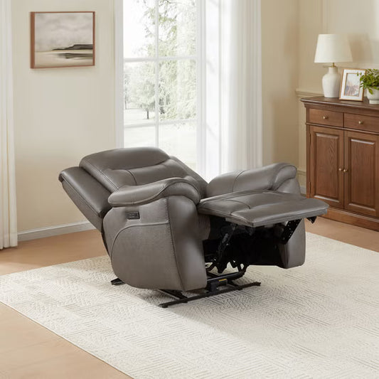 Mason Leather Power Recliner with Power Headrest – Taupe