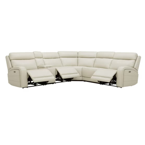 Gearhart 6-Piece Leather Power Reclining Sectional – Ivory