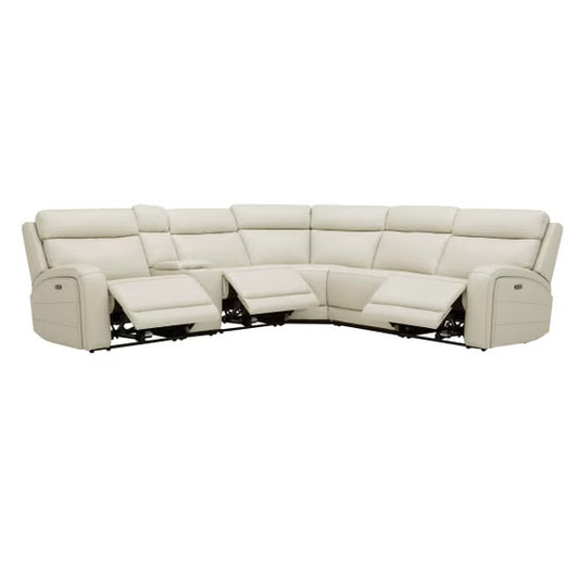 Gearhart 6-Piece Leather Power Reclining Sectional – Ivory