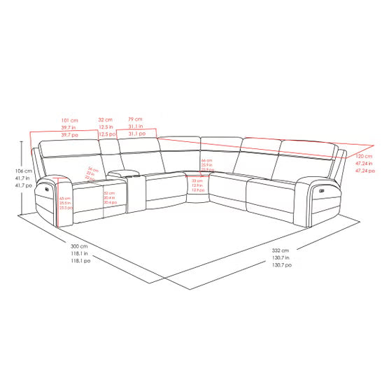 Gearhart 6-Piece Leather Power Reclining Sectional – Ivory