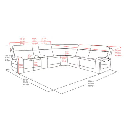 Gearhart 6-Piece Leather Power Reclining Sectional – Ivory