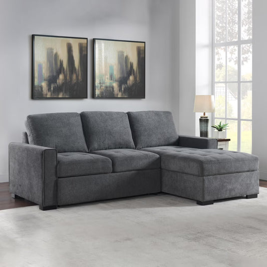 Kendale Sleeper Sofa with Storage Chaise – Gray