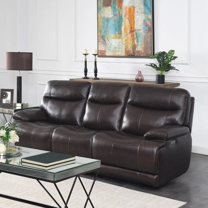 Ridgewin Leather Power Reclining Sofa – Brown – product image 1
