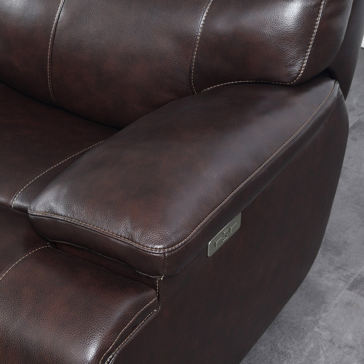 Ridgewin Leather Power Reclining Sofa – Brown – product image 3