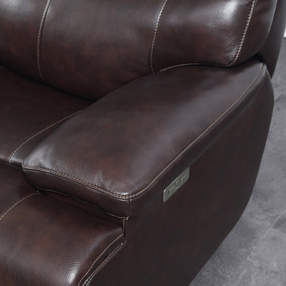 Ridgewin Leather Power Reclining Sofa – Brown – product image 3