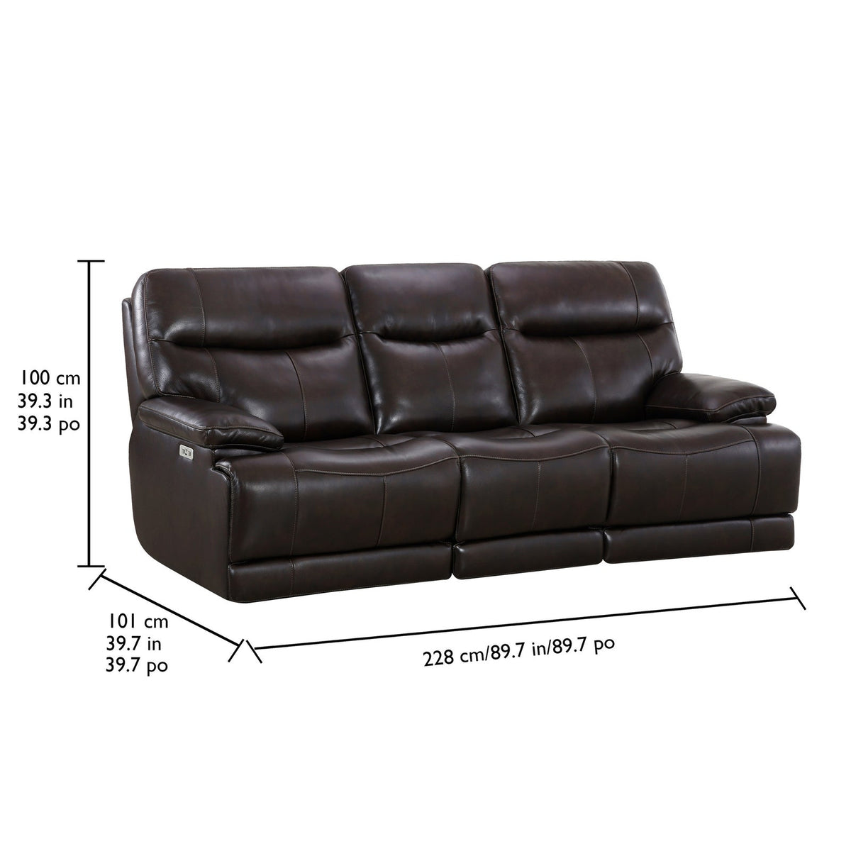 Ridgewin Leather Power Reclining Sofa – Brown – product image 8