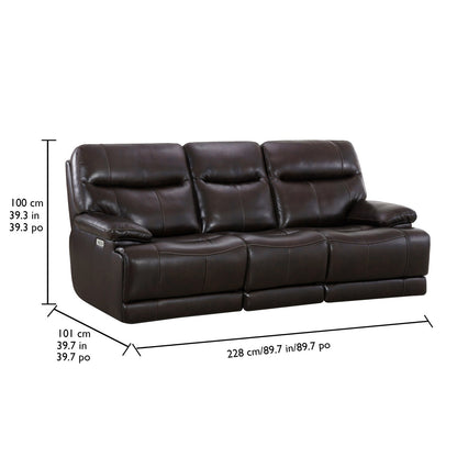 Ridgewin Leather Power Reclining Sofa – Brown – product image 8