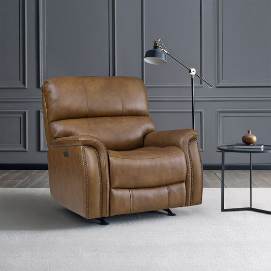 BarcaLounger Presley Leather Power Rocker Recliner – Brown