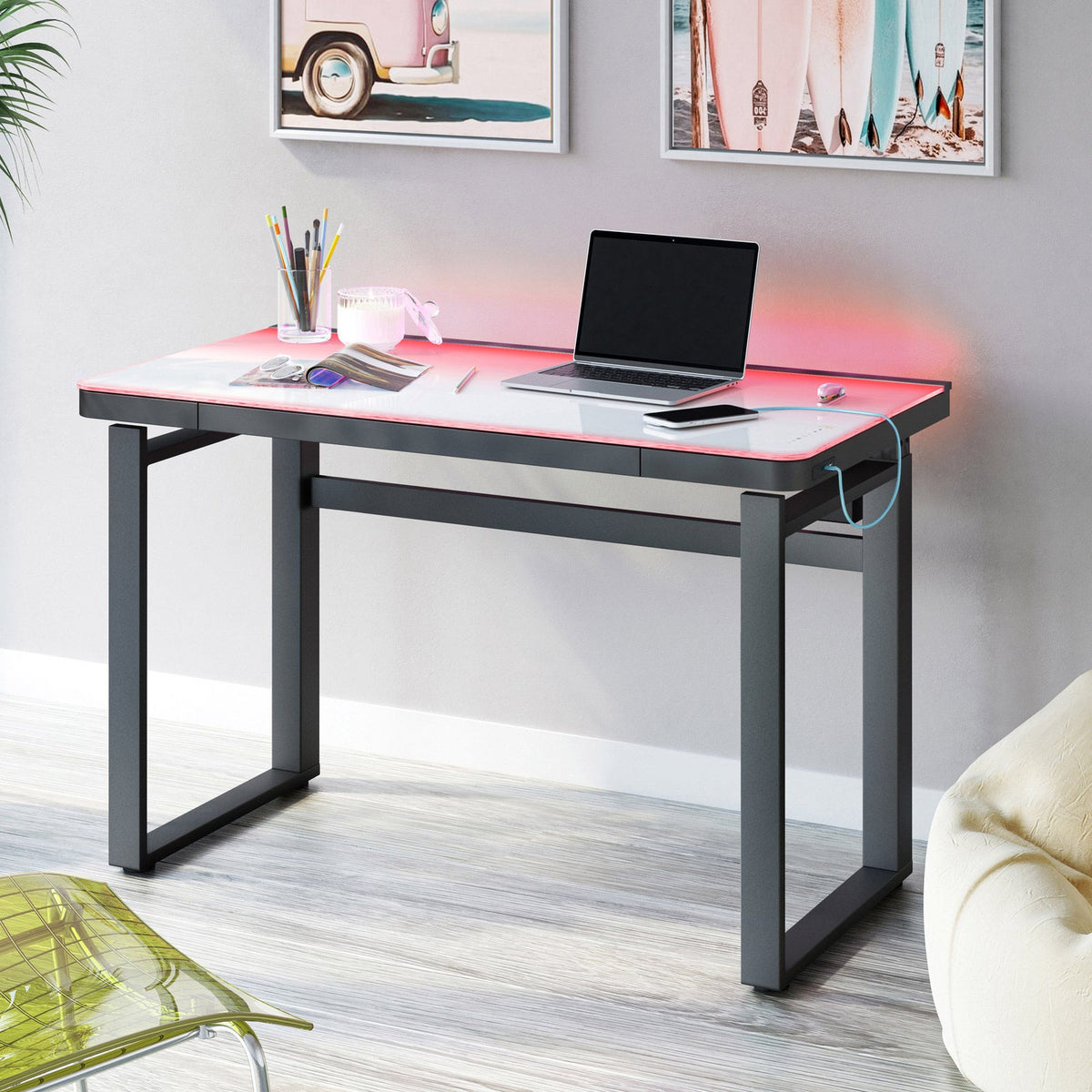 Tresanti Aurora 47-Inch Adjustable Height Desk with LED Lighting – product image 3