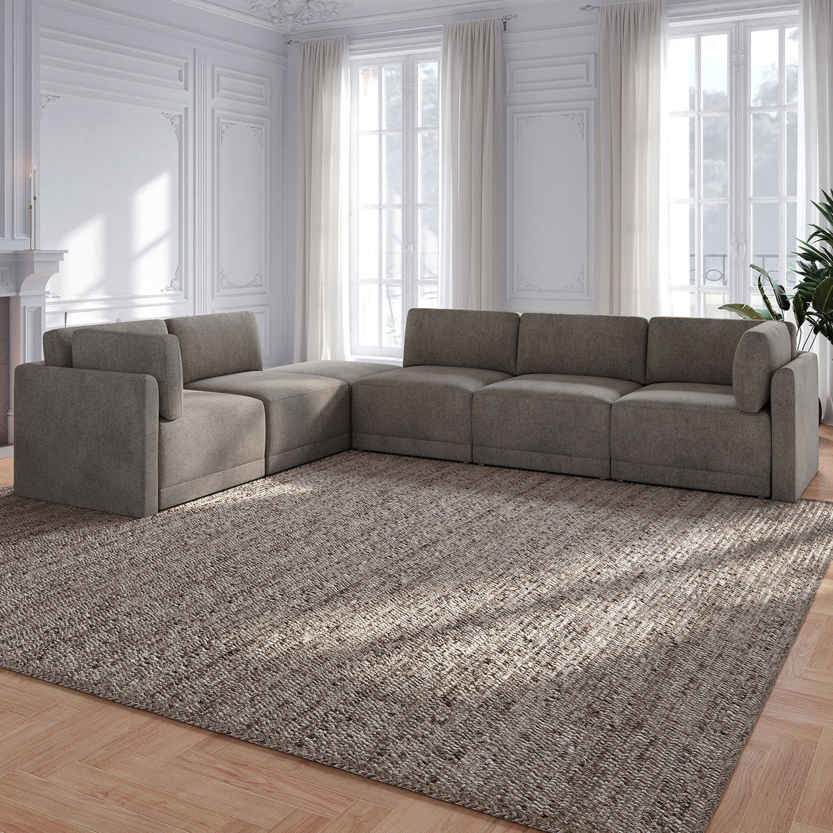 Thomasville Fallon 6-Piece Modular Sectional with Ottoman – Gray – product image 3