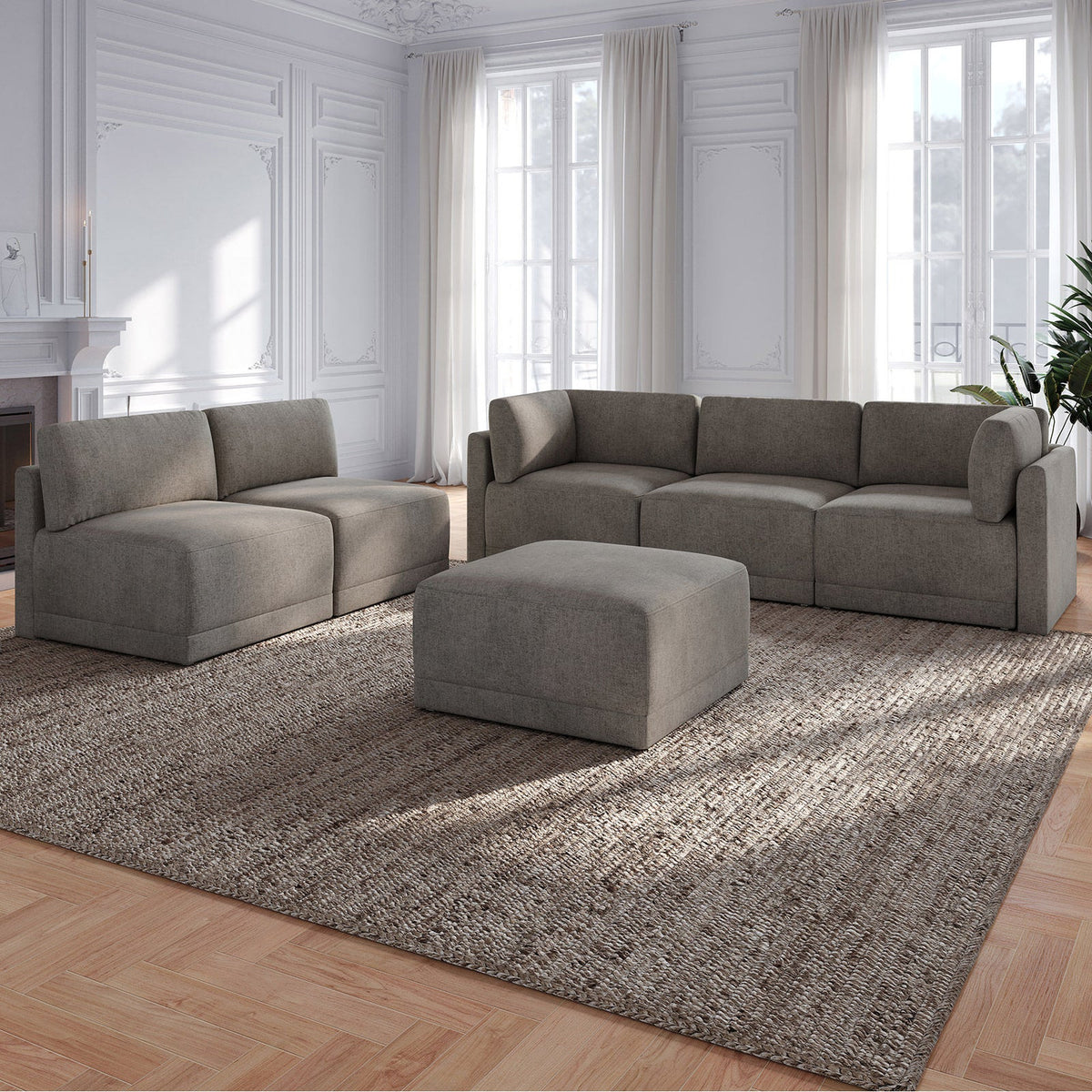 Thomasville Fallon 6-Piece Modular Sectional with Ottoman – Gray – product image 4