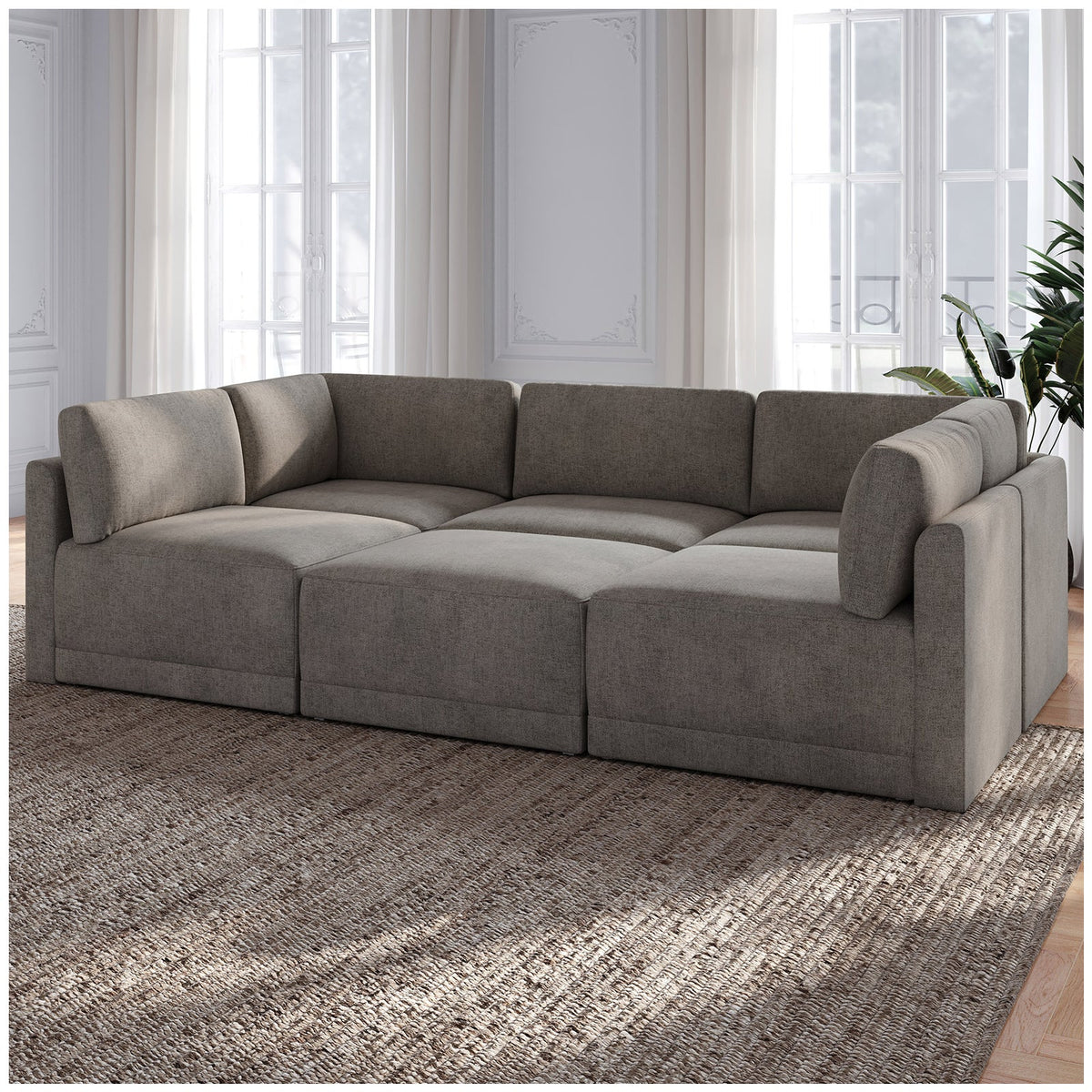 Thomasville Fallon 6-Piece Modular Sectional with Ottoman – Gray – product image 5
