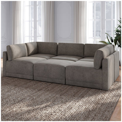 Thomasville Fallon 6-Piece Modular Sectional with Ottoman – Gray – product image 5