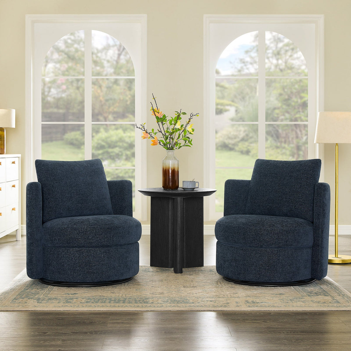 Thomasville Davos Swivel Chairs, 2-Pack – Dark Blue – product image 1
