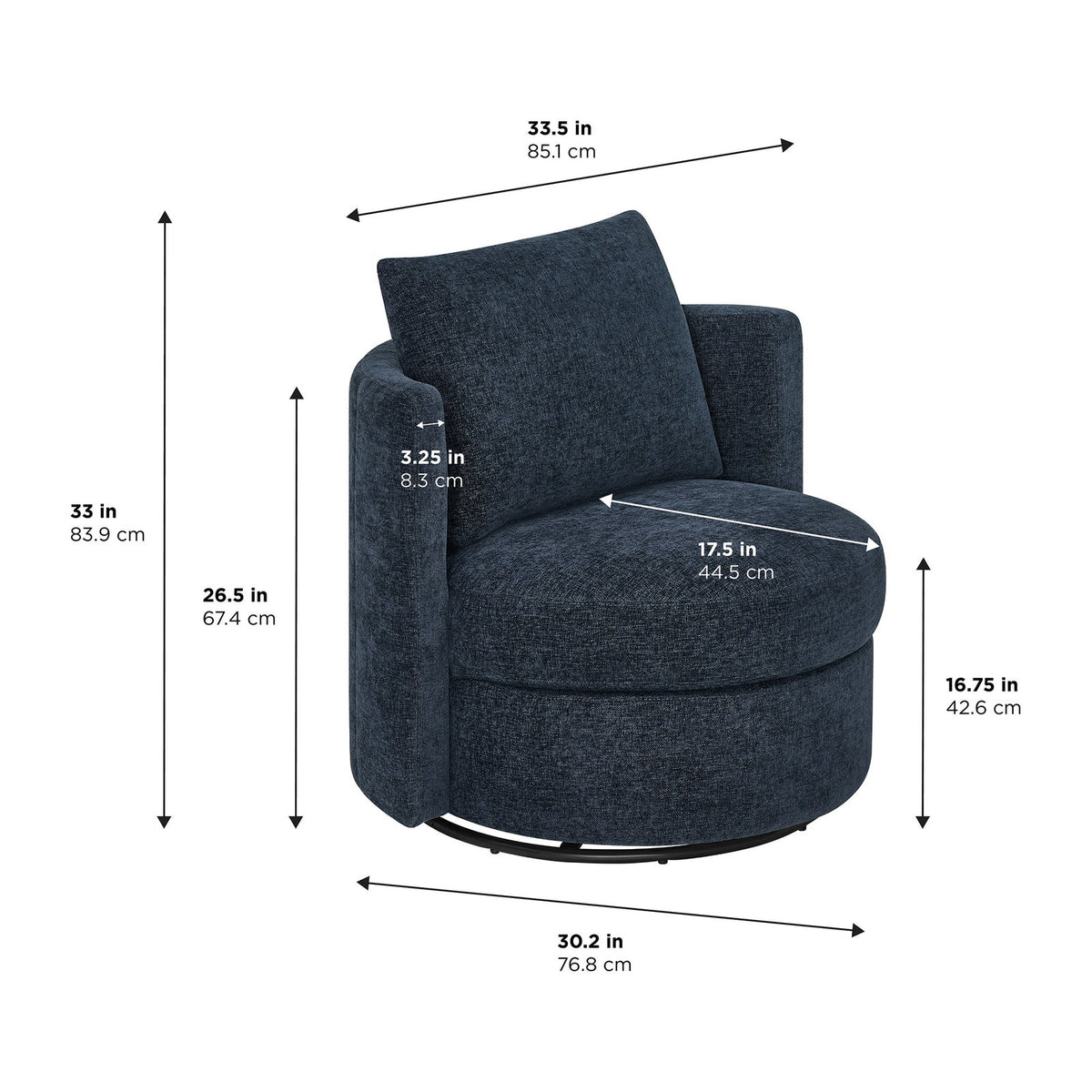 Thomasville Davos Swivel Chairs, 2-Pack – Dark Blue – product image 2