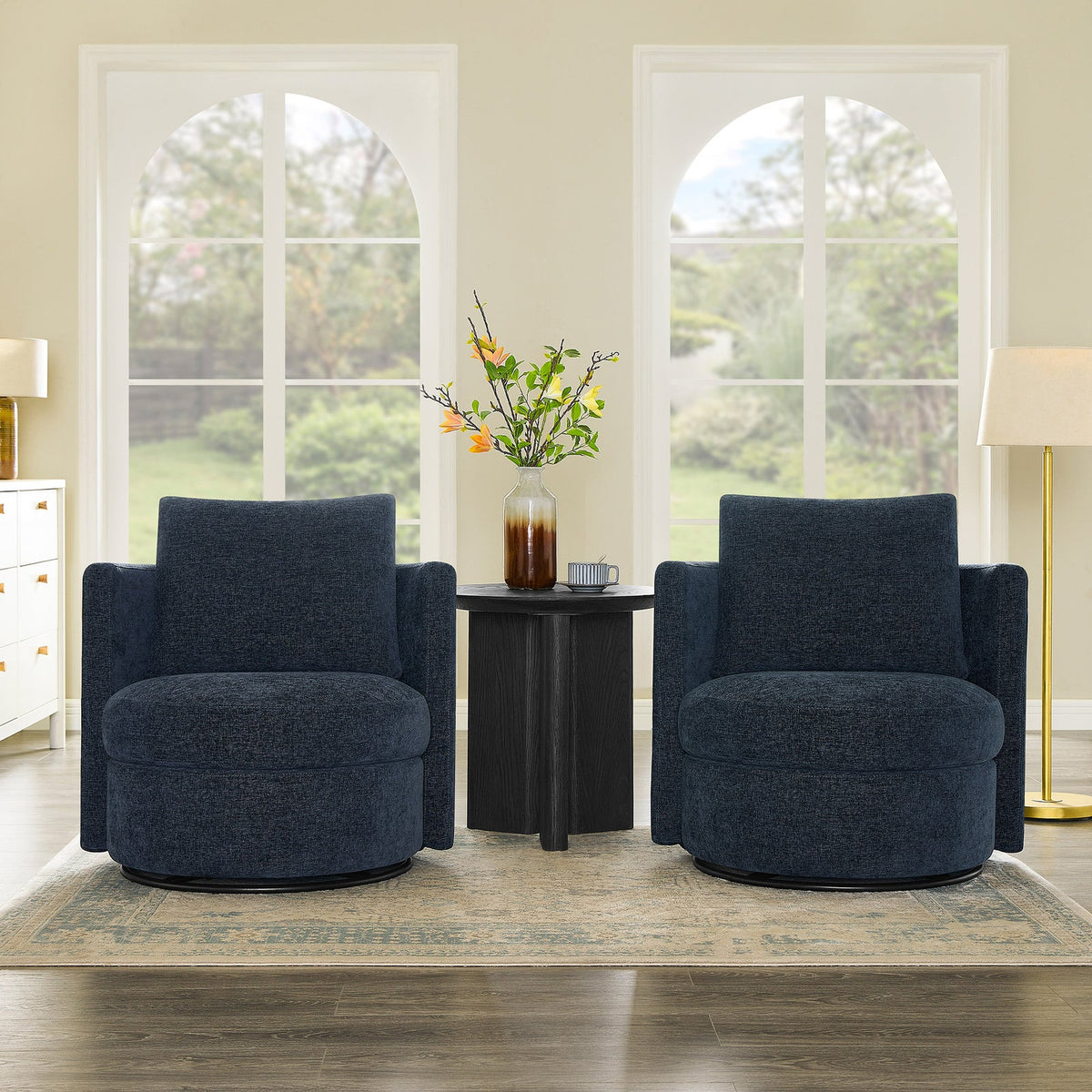 Thomasville Davos Swivel Chairs, 2-Pack – Dark Blue – product image 3