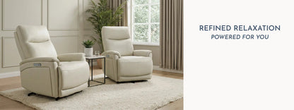Sanders Leather Power Recliner with Power Headrest – Cream