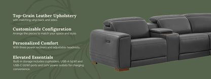 Karson Leather Power Reclining Sectional with Power Headrests - Like New