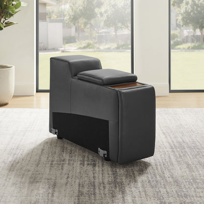 Karson Leather Storage Console with Hidden Cupholders – Gray – product image 1