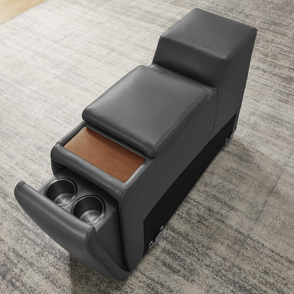 Karson Leather Storage Console with Hidden Cupholders – Gray – product image 7