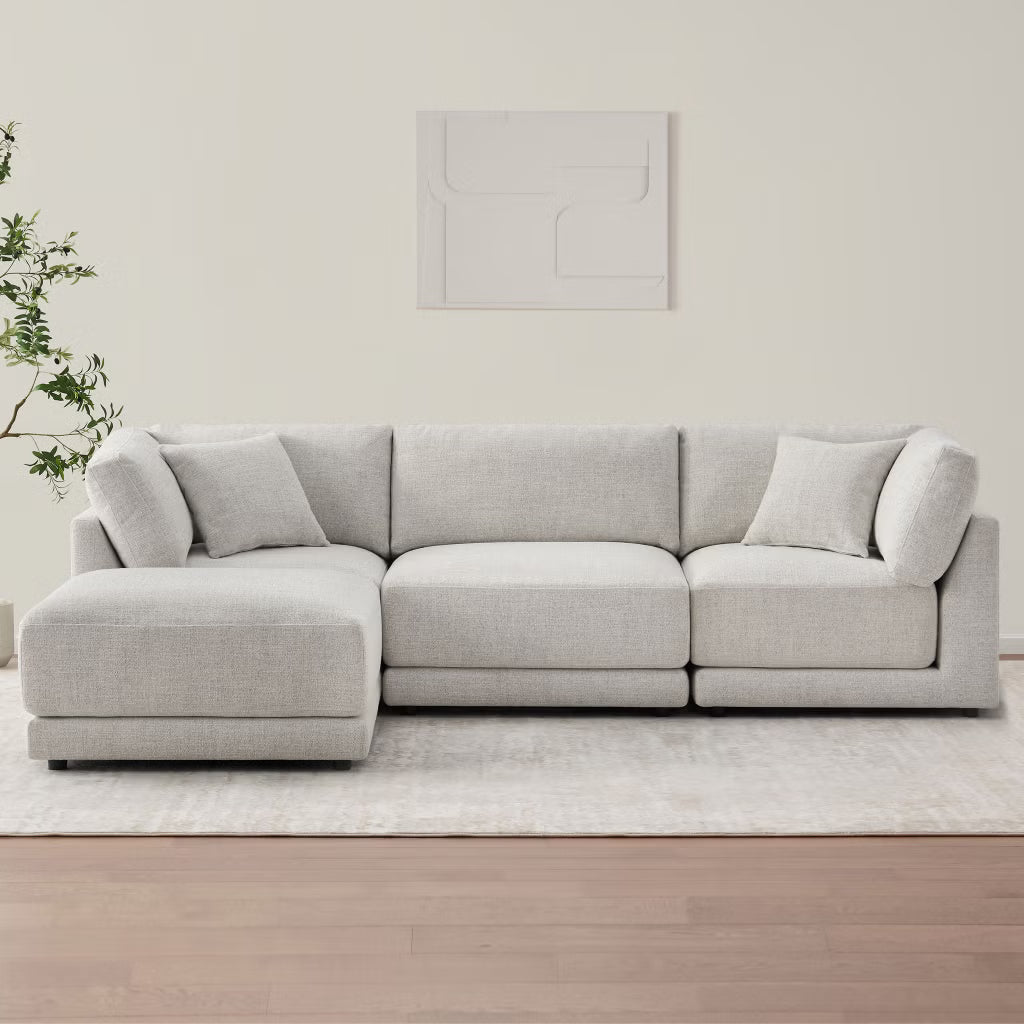 Dayna 4-Piece Fabric Modular Sectional – Light Gray