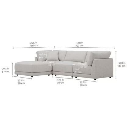 Dayna 4-Piece Fabric Modular Sectional – Light Gray