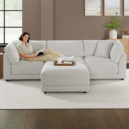 Dayna 4-Piece Fabric Modular Sectional – Light Gray