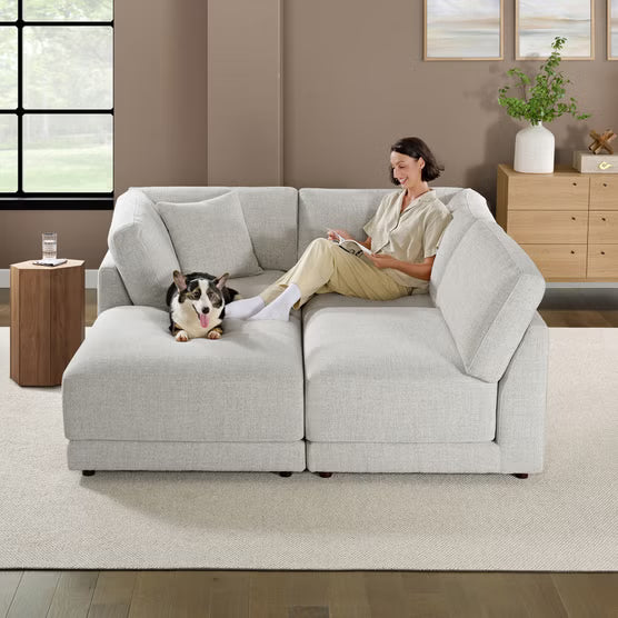 Dayna 4-Piece Fabric Modular Sectional – Light Gray