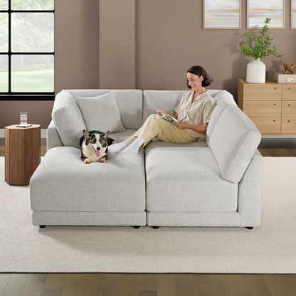 Dayna 4-Piece Fabric Modular Sectional – Light Gray