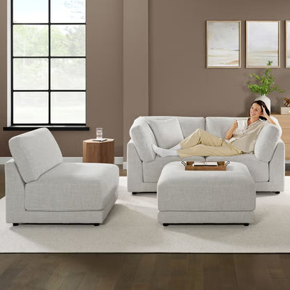 Dayna 4-Piece Fabric Modular Sectional – Light Gray