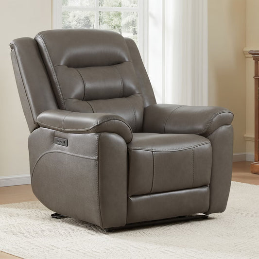 Mason Leather Power Recliner with Power Headrest – Taupe