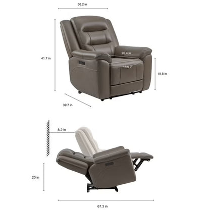 Mason Leather Power Recliner with Power Headrest – Taupe