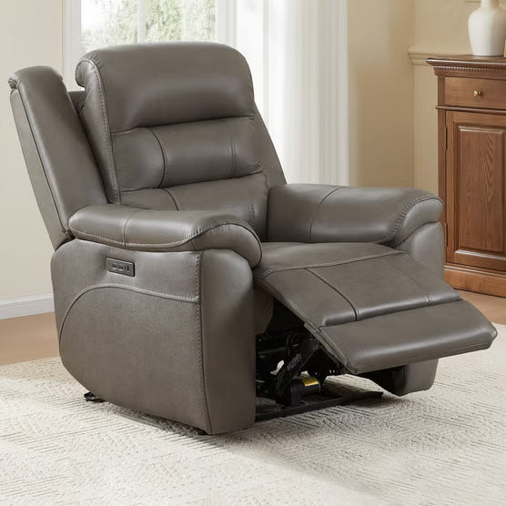 Mason Leather Power Recliner with Power Headrest – Taupe