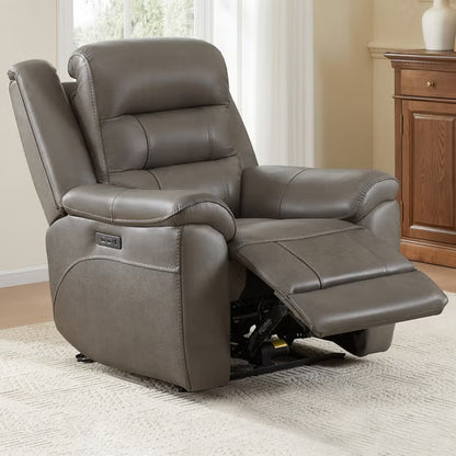 Mason Leather Power Recliner with Power Headrest – Taupe