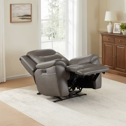 Mason Leather Power Recliner with Power Headrest – Taupe