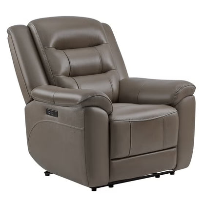 Mason Leather Power Recliner with Power Headrest – Taupe