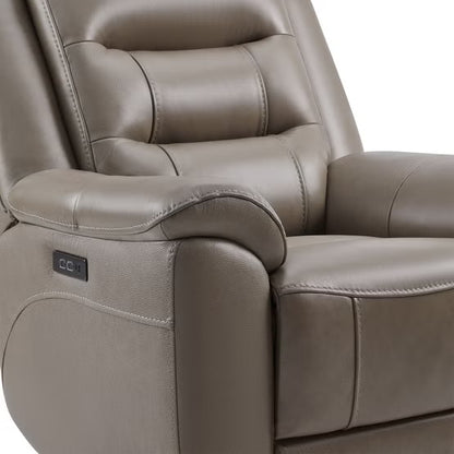 Mason Leather Power Recliner with Power Headrest – Taupe