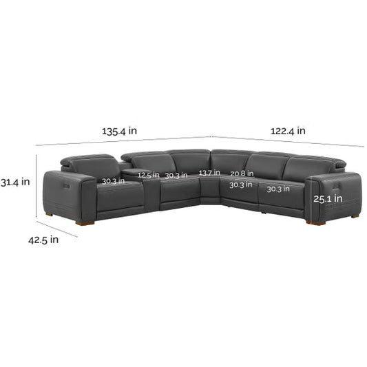Karson Leather Power Reclining Sectional with Power Headrests - Like New