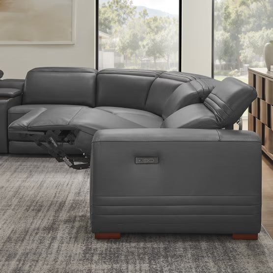Karson Leather Power Reclining Sectional with Power Headrests - Like New