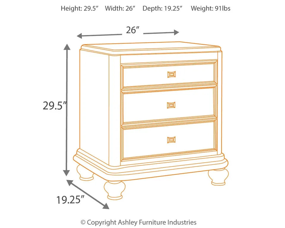 Ashley Coralayne 3-Drawer Nightstand