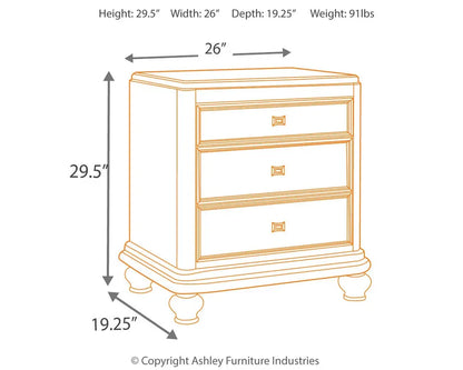 Ashley Coralayne 3-Drawer Nightstand