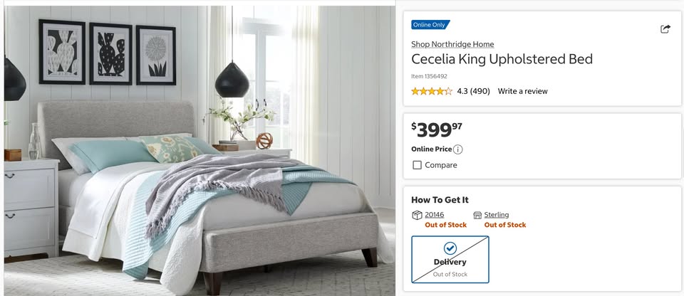 Cecelia Gray King Upholstered Bed