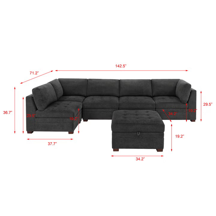 Thomasville Tisdale 6-Piece Fabric Sectional – Gray