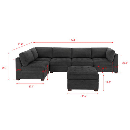 Thomasville Tisdale 6-Piece Fabric Sectional – Gray