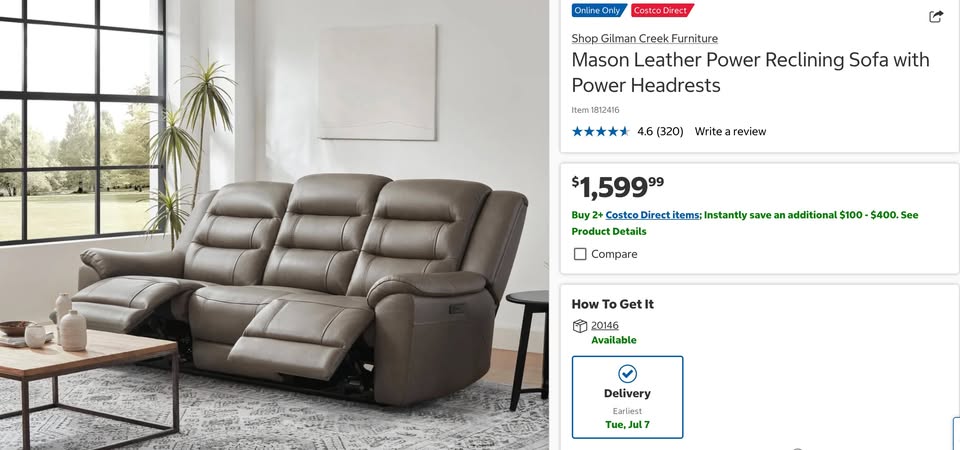 Mason Leather Power Reclining Sofa with Power Headrests