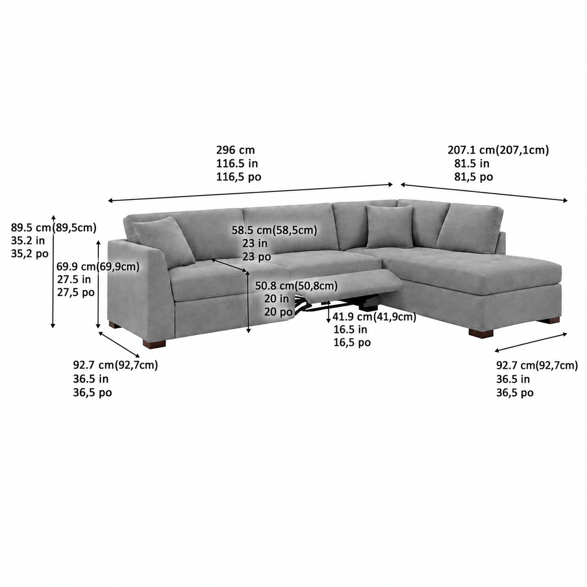 Miles Fabric Power Sectional