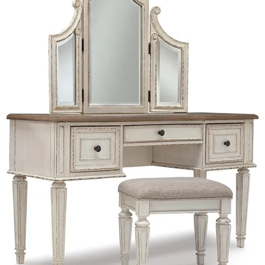 Ashley Realyn Vanity Set with Mirror & Stool