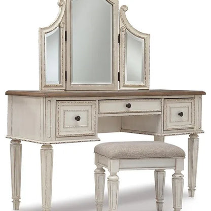 Ashley Realyn Vanity Set with Mirror & Stool