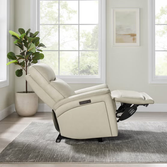 Sanders Leather Power Recliner with Power Headrest – Cream